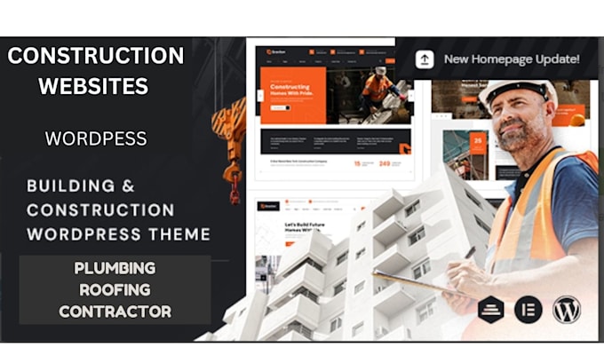 Gig Preview - Design construction, roofing, plumbing and contractor wordpress website