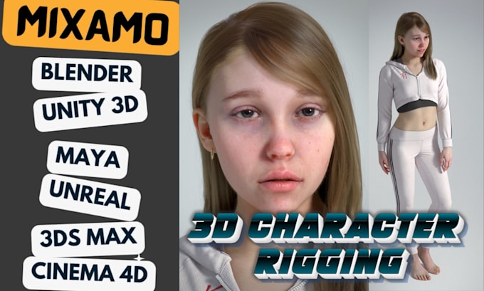 Gig Preview - Rig 3d character face full body rigging maximo maya unreal unity face morph swap