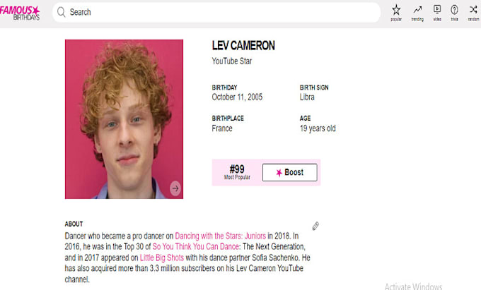 Gig Preview - Create a famous birthdays profile for you