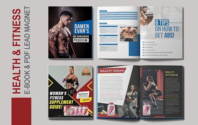 Gig Preview - Create health fitness ebook, workbook and pdf lead magnet design in canva