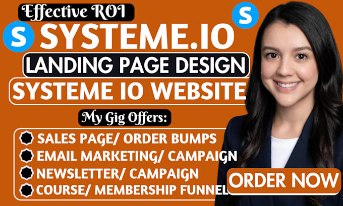 Gig Preview - Systeme io landing page, systeme io sales funnel, systemio in systeme io website