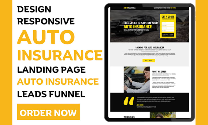 Gig Preview - Design a lead capture landing page for auto insurance leads car insurance ads