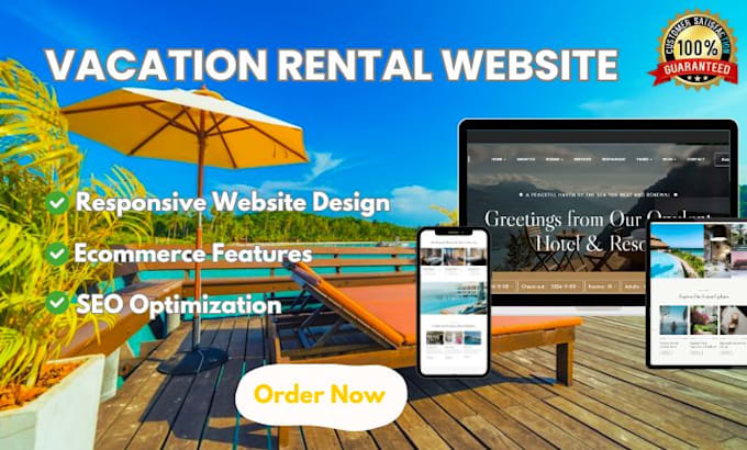 Gig Preview - Build vacation rental website short term rental airbnb website and hotel booking