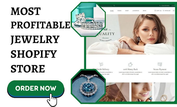 Gig Preview - Design jewelry shopify jewelry store jewelry website ecommerce jewelry website