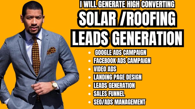 Gig Preview - Generate solar leads solar landing page facebook ads google ads roofing leads