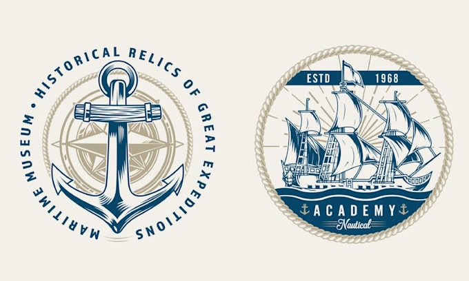 Gig Preview - Create vintage anchor ship marine logo