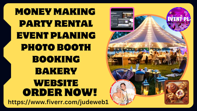 Bestseller - design party rental photo booth event planning booking bakery website