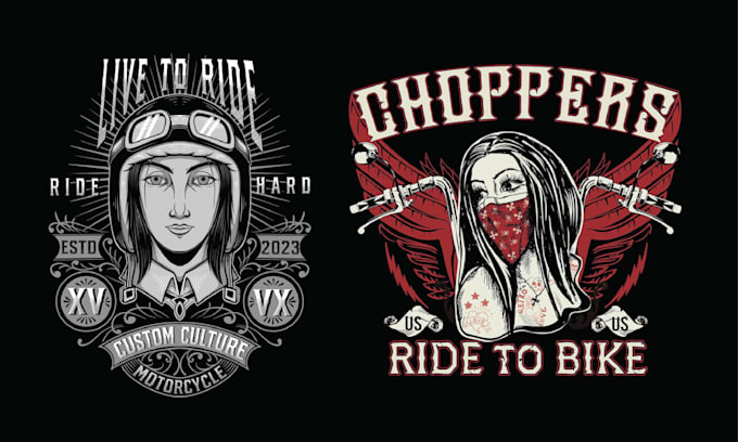 Gig Preview - Do classic ride motorcycle logo and typography t shirt vector design