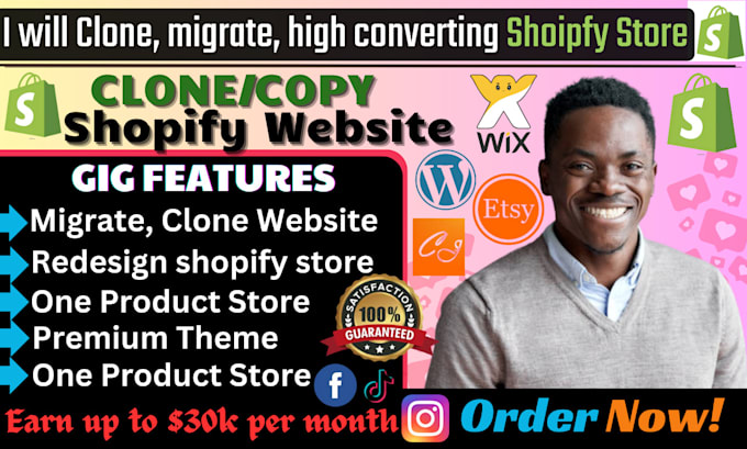 Gig Preview - Clone migrate duplicate redesign revamp shopify store or web design