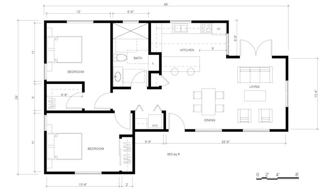 Gig Preview - Draw 2d floor plan,elevation,section from your sketch