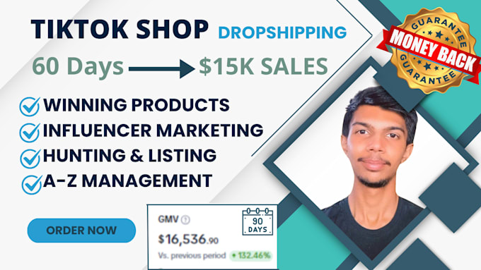 Gig Preview - Manage tiktok shop dropshipping with hunting, listing, and marketing