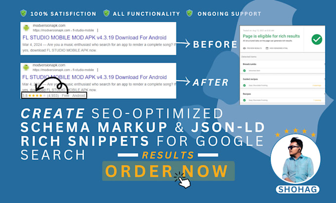 Gig Preview - Create schema markup structure data json ld rich snippet result on google search