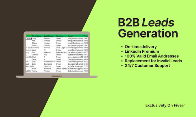 Gig Preview - Generate b2b leads and build targeted email lists for your business