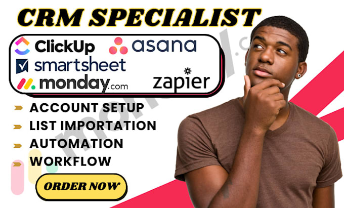 Gig Preview - Setup smartsheet asana workflow monday crm clickup automation zapier integration