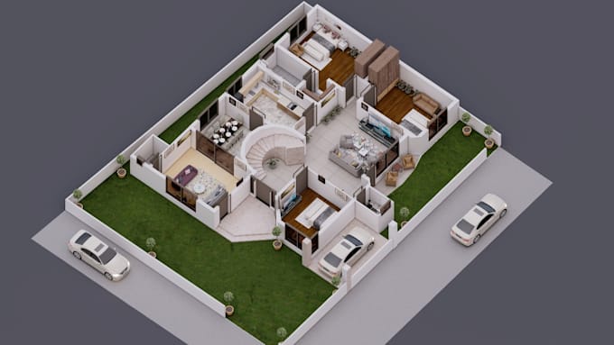 Gig Preview - Create architectural isometric 3d floor plan design for airbnb apartment