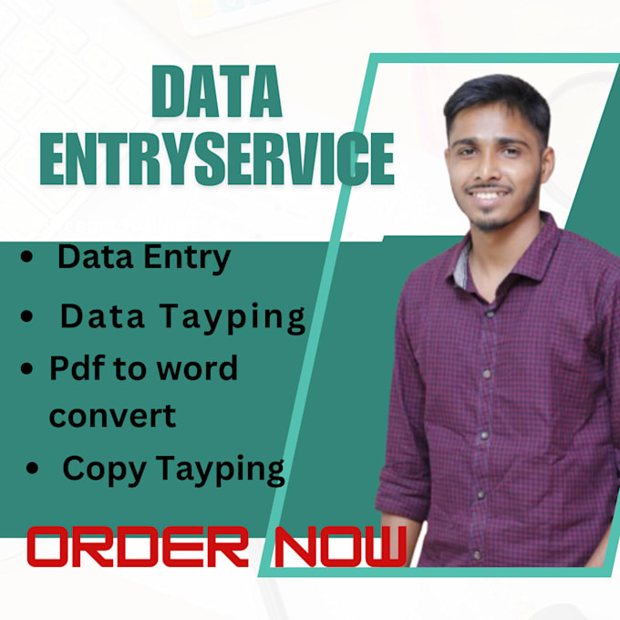 Gig Preview - Do data tiyping,data entry,pdf to word convert