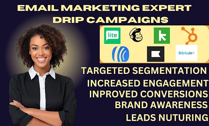 Gig Preview - Set up high converting email drip campaigns in mailchimp mailerlite aweber keap