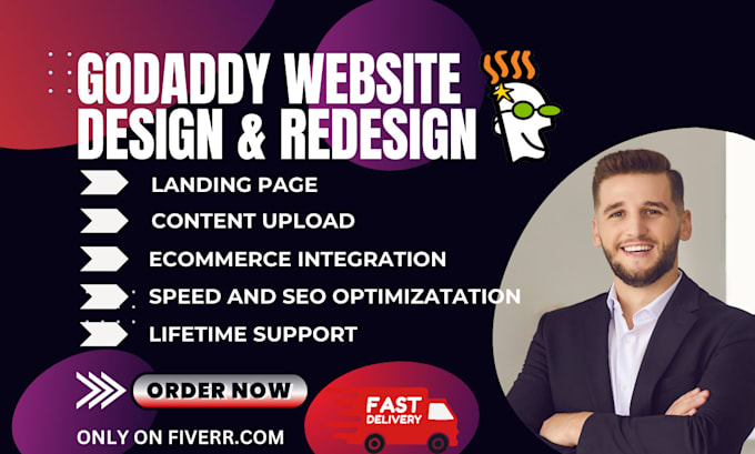 Gig Preview - Design godaddy website godaddy website redesign godaddy SEO develop godaddy