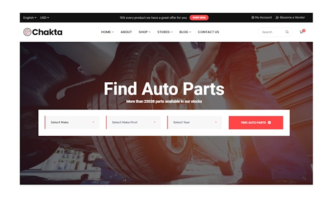 Gig Preview - Design automotive auto parts shopify store auto part automobile auto parts store