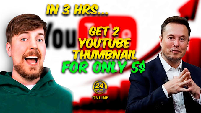 Gig Preview - 2 attractive youtube thumbnail with great clickbait in 3 hrs