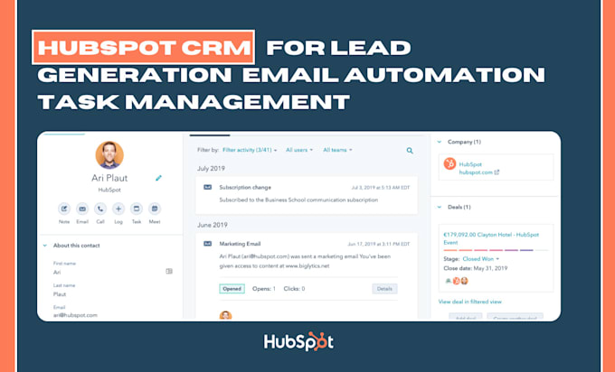 Gig Preview - Setup hubspot crm form creation lead generation email automation task management