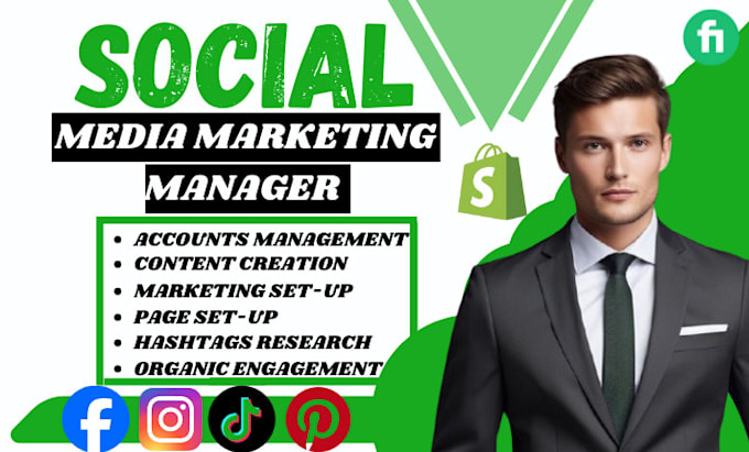 Gig Preview - Be your social media marketing manager social media manager and content creator