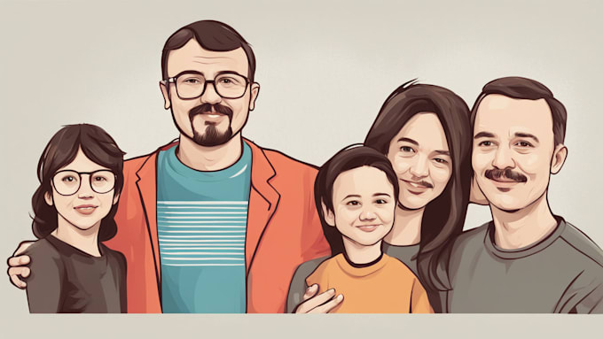 Gig Preview - Draw a vector art family portrait