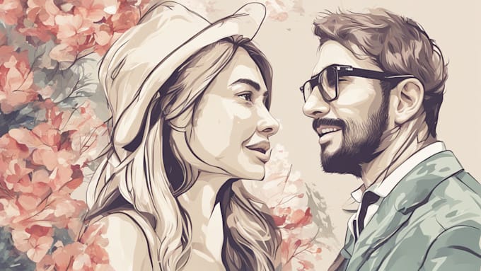 Gig Preview - Create couples art vector portrait