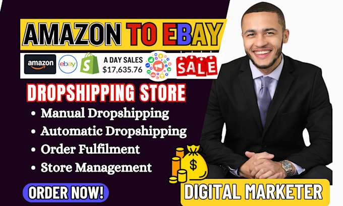 Gig Preview - Do tradelle shopify dropshipping amazon to ebay product uploading autods zendrop