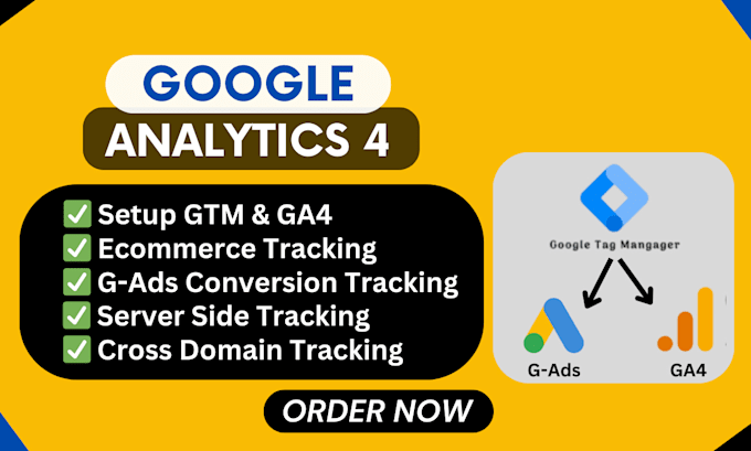 Gig Preview - Setup google analytics 4, ga4 ecommerce tracking, gads conversion tracking