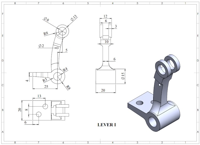 Gig Preview - 3d cad model 2d mechanical, technical drawings in autocad and solidworks