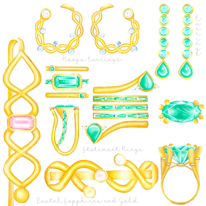 Gig Preview - Design your fine jewelry, sketch and watercolors