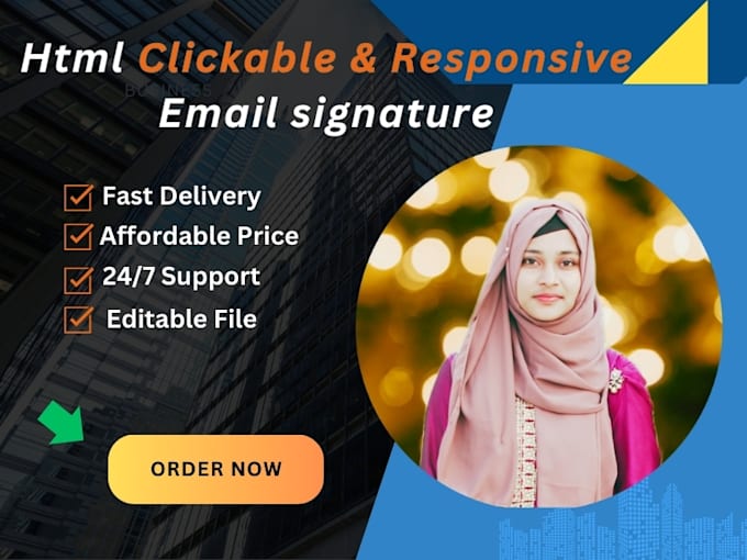 Gig Preview - Craft an HTML email signature that includes a clickable element