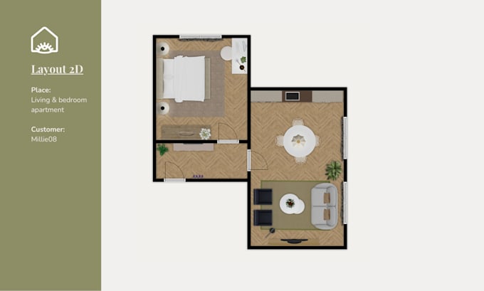 Gig Preview - Create a furnished 2d floor plan of your space