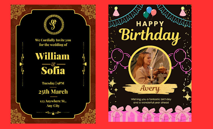 Gig Preview - Create  invitation wedding ,birthday, party and greeting card