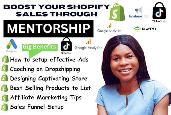 Gig Preview - Be shopify marketing mentor shopify dropshipping mentor to boost shopify sales