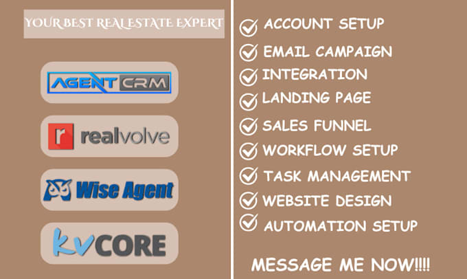 Gig Preview - Do kvcore agentcrm realvolve wiseagent real estate website design reireplyform