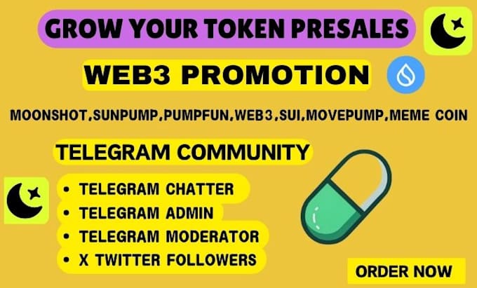 Gig Preview - Grow token presale dex base memecoin website twitter sol nft telegram promotion