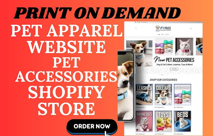 Gig Preview - Design luxury print on demand pet apparel website pet accessories shopify store