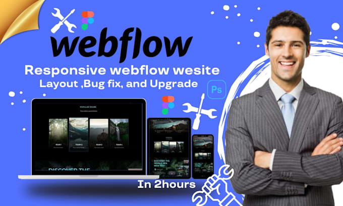 Gig Preview - Design redesign webflow site fix issue bug webflow optimize edit webflow website