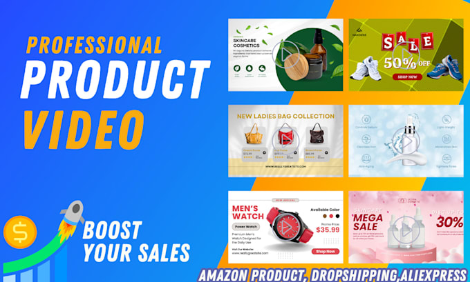 Gig Preview - Create  product video ads for amazon, aliexpress, shopify ,dropshipping