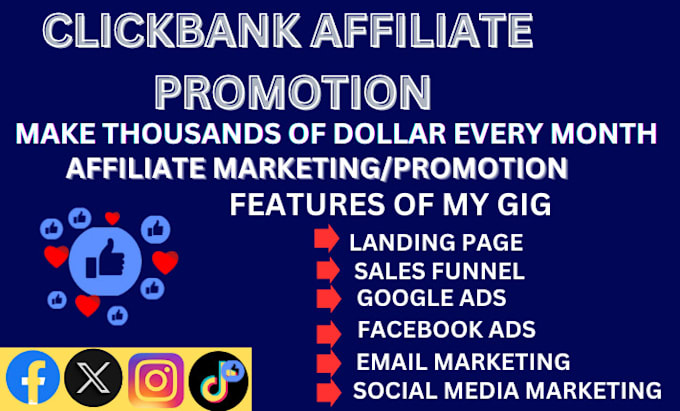 Gig Preview - Build  clickbank affiliate marketing sales funnel and landing page