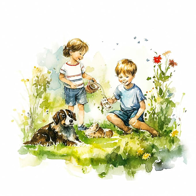 Gig Preview - Do children book illustration drawing watercolor