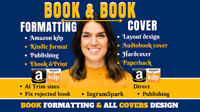 Gig Preview - Do book formatting for amazon kdp, layout design for paperback,book cover design