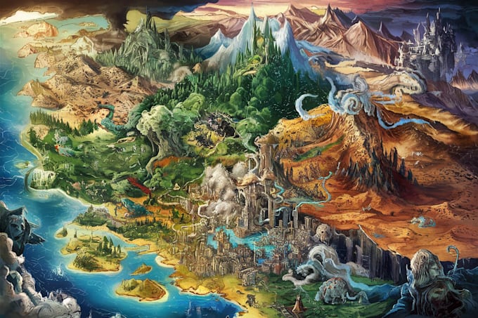 Gig Preview - Create an amazing fantasy map illustration