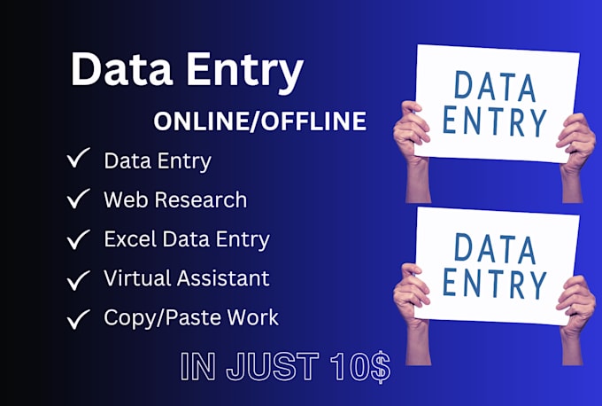 Gig Preview - Be your virtual assistant of data entry, web research,copy paste work