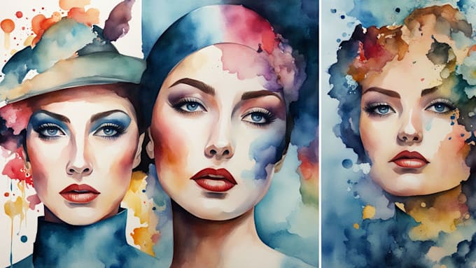 Gig Preview - Paint unique surrealist watercolor portraits for you