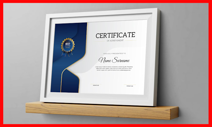 Gig Preview - Do custom certificate design, diploma, award or sports  in 24h