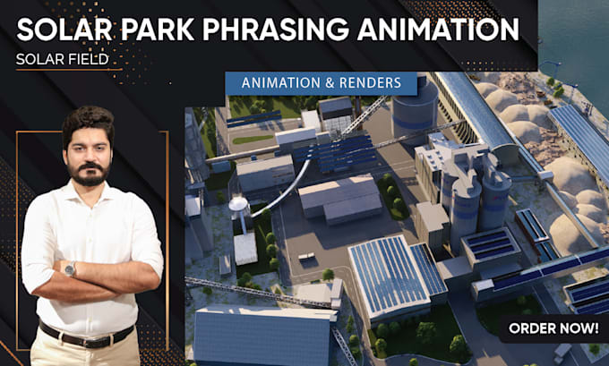 Gig Preview - Create 3d model phasing animation of solar park concept design