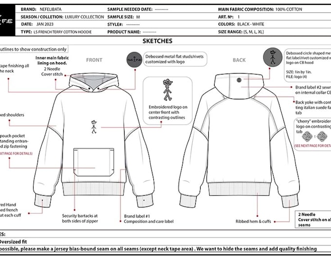 Gig Preview - Make a tech pack for clothes manufacturers that on fashion clothing